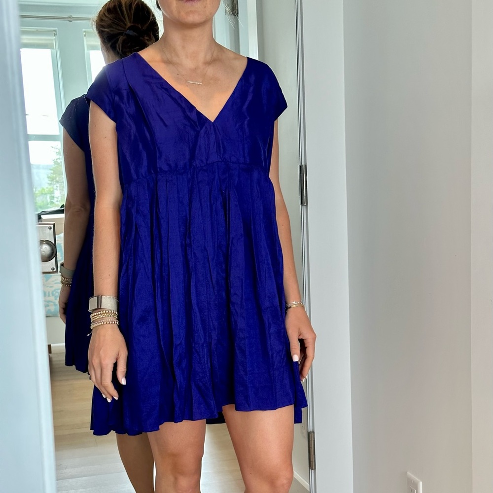 Azeeza Jewel-toned Purple Camelia Short Sleeve Tunic Mini Dress S NWT - Picture 7 of 7